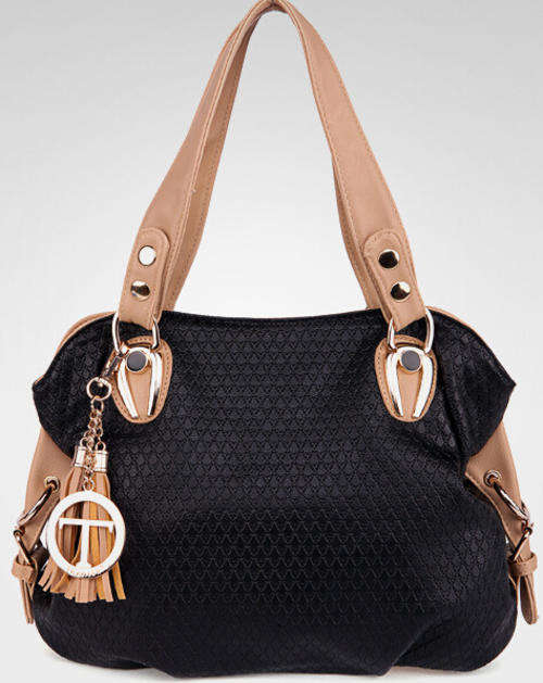 Very elegant large capacity soft leather ladies handbag with belt. Black color. Stock in ZA