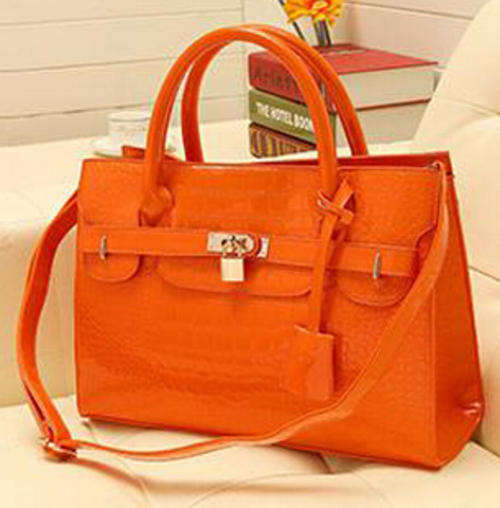 Classic crocodile pattern safety lock office ladies bag. Orange color. Stock in ZA,no custom fee!