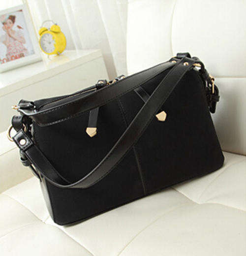 Nubuck retro famous style fashion handbag, with belt. Black color. Stock in ZA