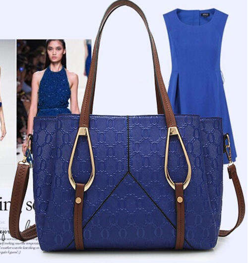 Wild use 3 layers elegant handbag with strape. Royal blue color.
