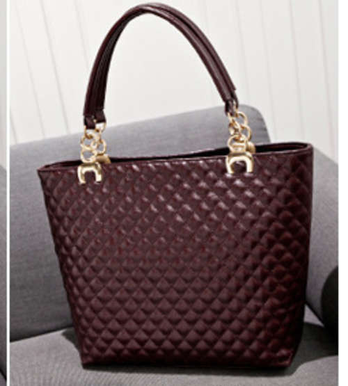 Elegant bucket mental chains woman's handbag, with strape. brownish red color. no custom fee