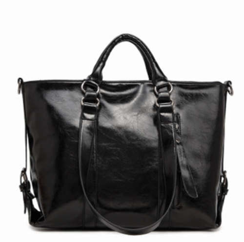Waxy look motorcycle large capacity handbag. Black color. In my own stock