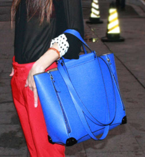 Simple style large size ladies shoulder bag, handbag. Blue color