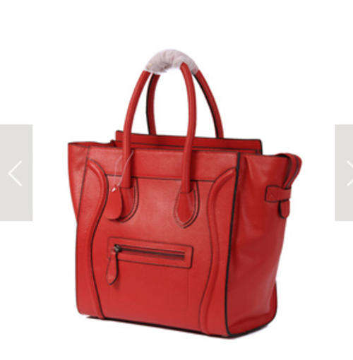 Genuine leather smile bag, lady handbag. Size Large. color red.