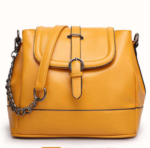 Multiple use bright colors career laides handbag, with chain, and strape. Yellow color, Stock in ZA