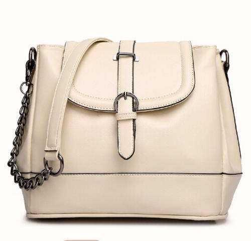 Multiple use bright colors career laides handbag, with chain, and strape. Rice white color