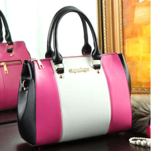 Classic colors joint office ladies handbag with strape. Rose matches white. Stock in ZA