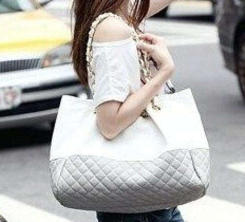 Grey matches white classic large capacity handbag. Stock in ZA