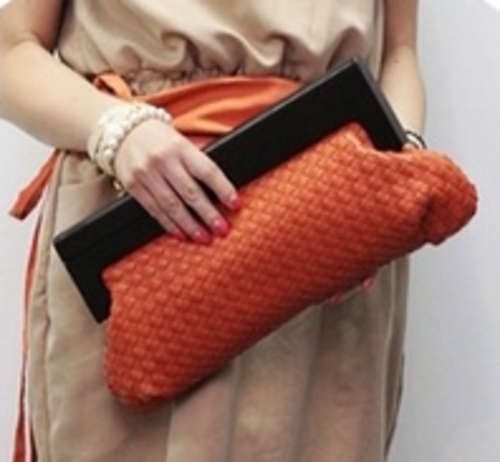Fashion knitted clutch! Orange red color. Stock in ZA