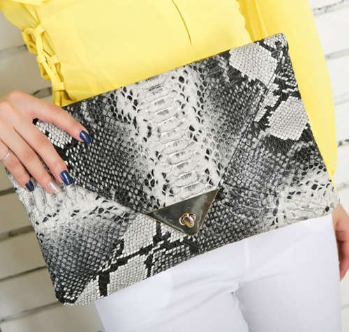Envelop clutch, snake pattern, wild matches, with strape. Stock in ZA