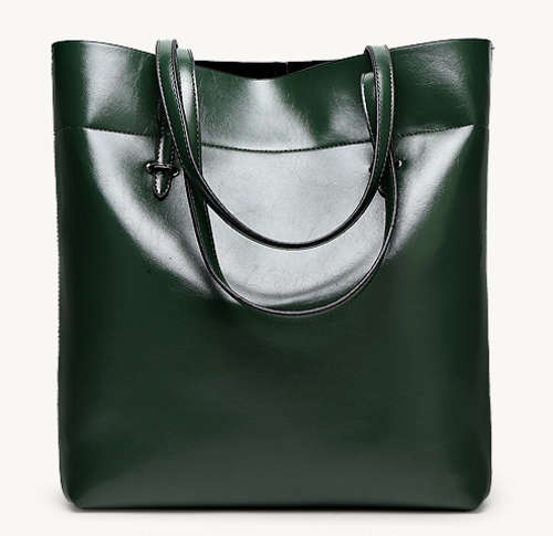 Smooth surface fashion large capacity ladies handbag with strape, Greeng color. Stock in ZA