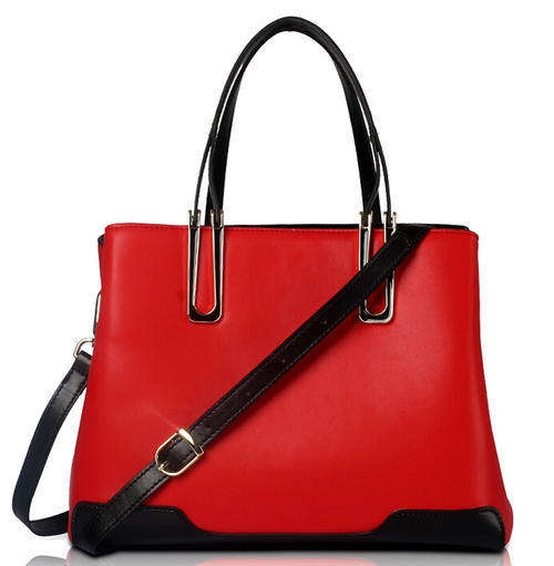 Genuine leather elegant and classic office ladie handbag.Red color.