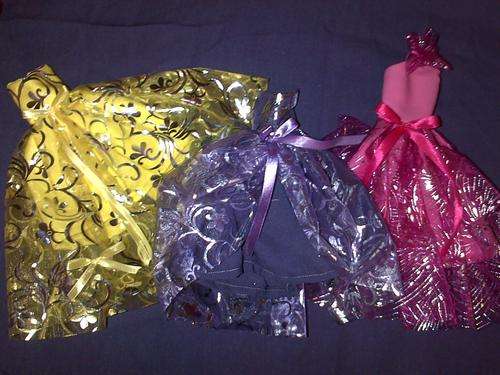 set of 3 hand made barbie evening dresses