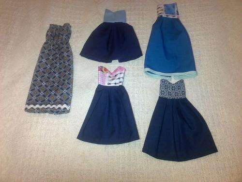set of 5 hand made barbie doll dresses