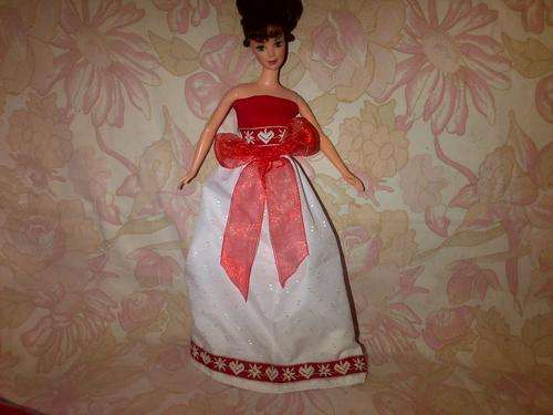 red and white handmade barbie doll dress (doll Not included)