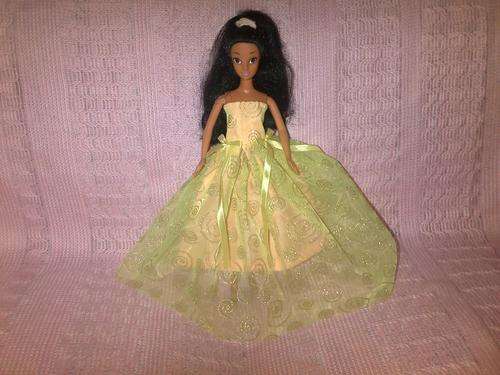 handmade yellow and green barbie evening dress (doll not included)