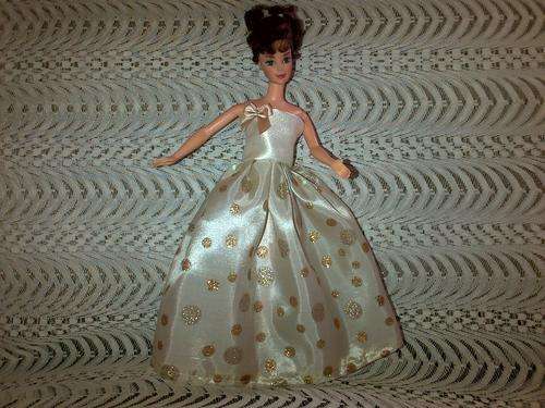 gold and cream handmade barbie doll dress (doll not included)