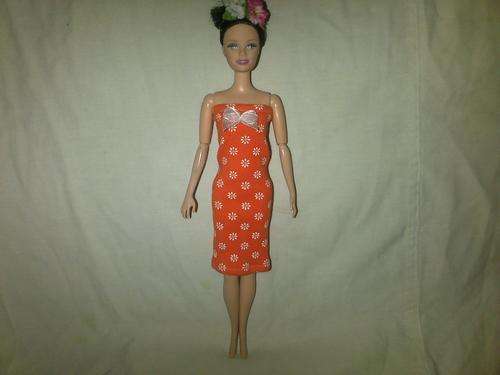 orange hand made barbie mini dress ( doll not included)