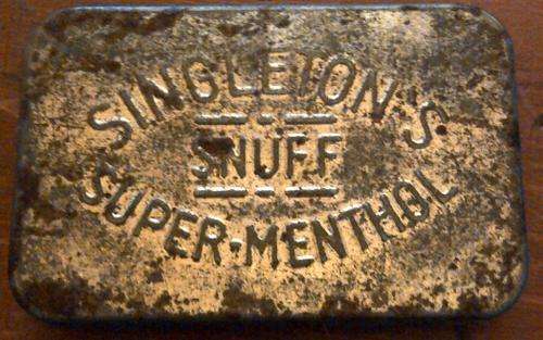 VINTAGE SINGLETONS SNUFF SUPER MENTHOL TIN!!!!!! Manufactured in JHB