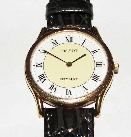 NWC ~ TISSOT ~ GENTS GOLD, LEATHER ~ CREAM&WHITE DIAL ~ SWISS MADE ~ 1990`S