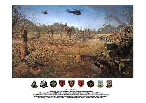 Signed Jan Breytenbach Battle of Cassinga Canvas Print  14/50