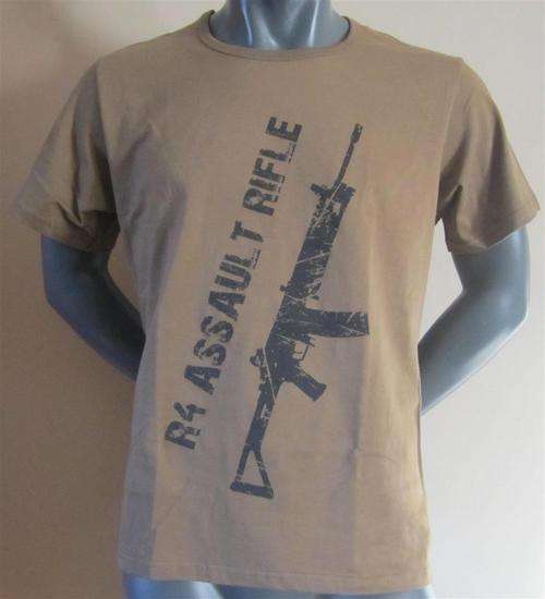 OLD BROWN TEES R4 ASSAULT RIFLE (LARGE) T/SHIRT: ONE ONLY