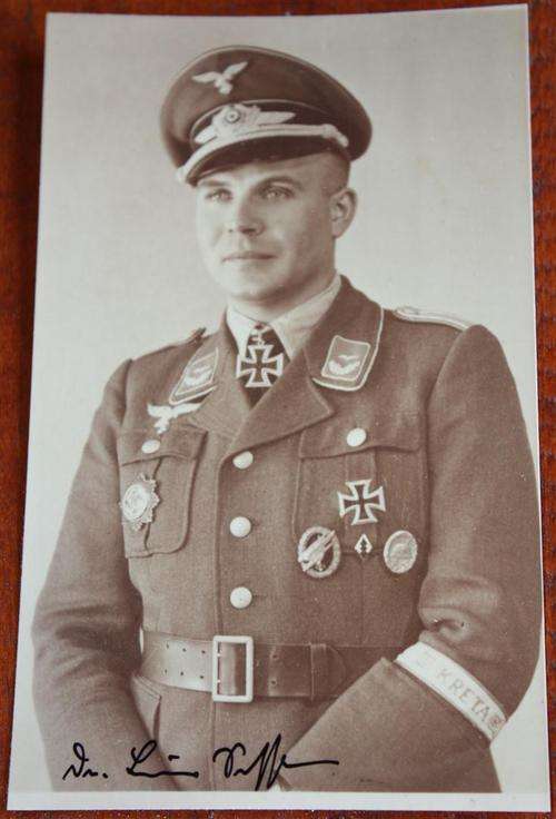German WW2 Fallschirmjager Knights Cross Holder Original Autograph