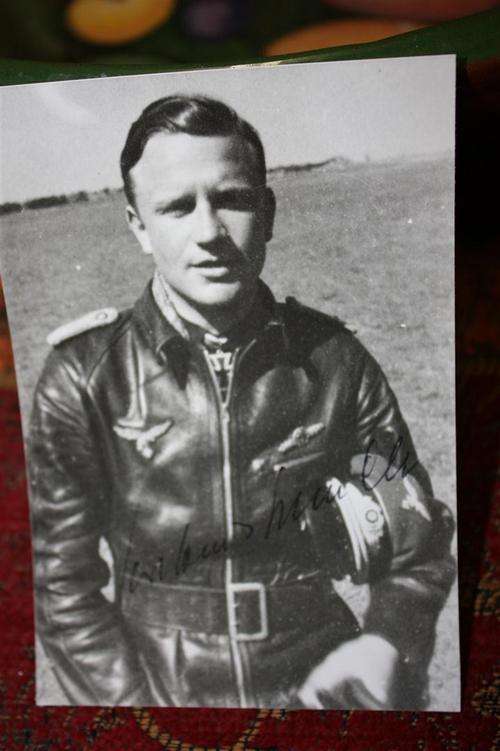 Photo signed by Luftwaffe Ace, Major Karl-Heinz Schnell, Knights Cross Holder