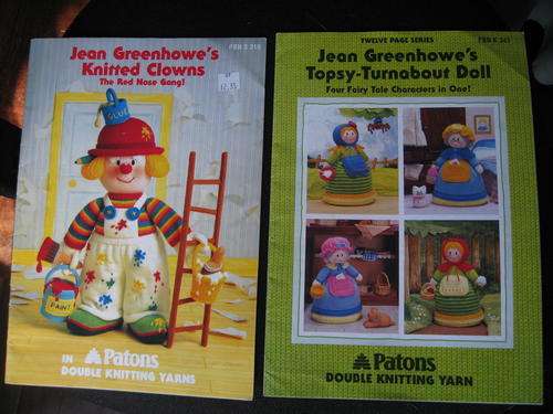 Jean Greenhowes Knitting booklets- 1x dolls 1x clowns.