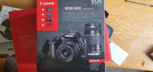 CANON CAMERA WITH TWIN LENS, BAG AND TRIPOD