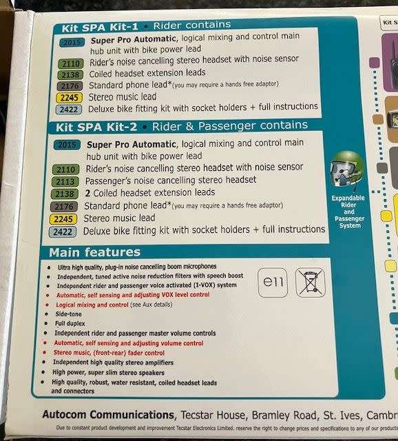 Autocom SPA Kit 2 MotorBike Communication