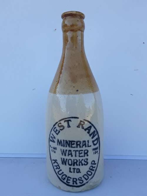 WEST RAND MINERAL WATERS LTD.  KRUGERSDORP Ginger beer bottle
