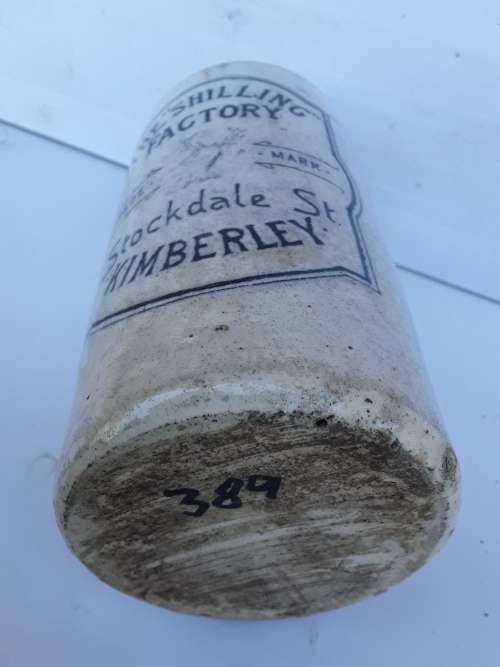 THE `SHILLING` FACTORY Stockdale St. KIMBERLEY Ginger beer bottle