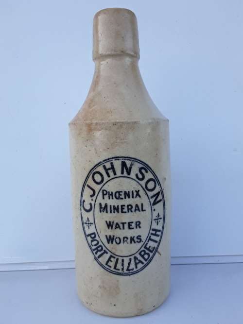 C.JOHNSON. PHOENIX MINERAL WATER WORKS. PORT ELIZABETH Ginger beer bottle