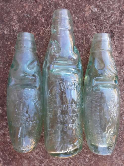 Crystal Springs 6oz Skittle Codd, 10oz Amiradakis Codd and Goldberg and Zefferts 6oz Skittle Codd