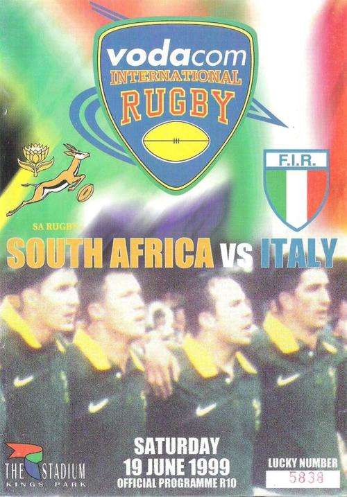 SOUTH AFRICA V ITALY 1999 PROGRAMME