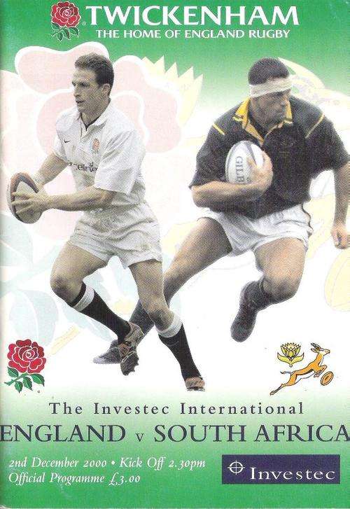 ENGLAND V SOUTH AFRICA 2000 PROGRAMME