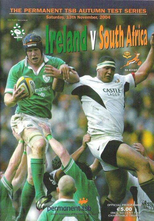 IRELAND V SOUTH AFRICA 2004 MINT PROGRAMME