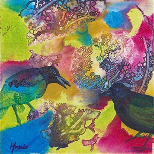 Conversation of Crows by Miranda Gerber 30x30cm
