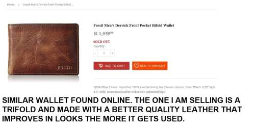 FOSSIL | TRI-FOLD WALLET | WAS R1959.99 | ORIGINAL FOSSIL | GENUINE LEATHER
