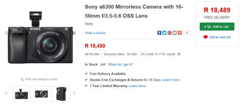 **MASSIVE SALE**SAVE R14 000+ **SONY A6300 WORTH R18 489**TOTAL VALUE R27 782*LOADS OF EXTRAS*4K PRO