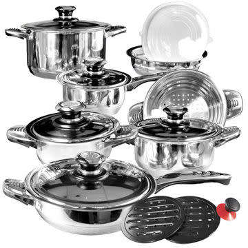 Leopard German Designed 16-Piece Stainless Steel Cookware Set