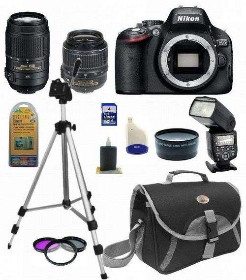 Genuine Nikon D5100 18-55 VR & 55-300 VR Lenses Filters 0.45W/A 4GB Mega Kit