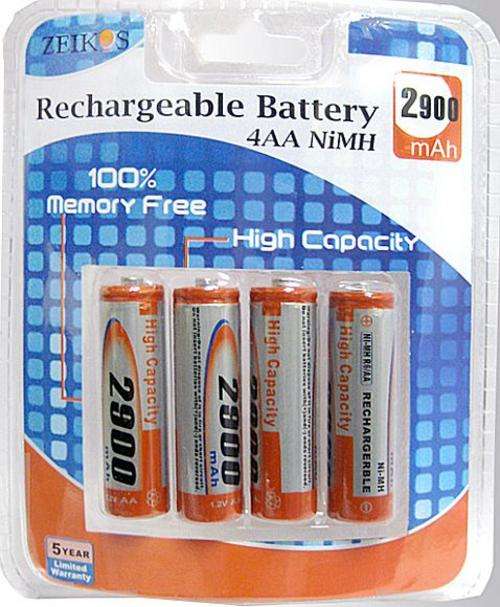 4x AA 2900mAh Rechargeable batteries