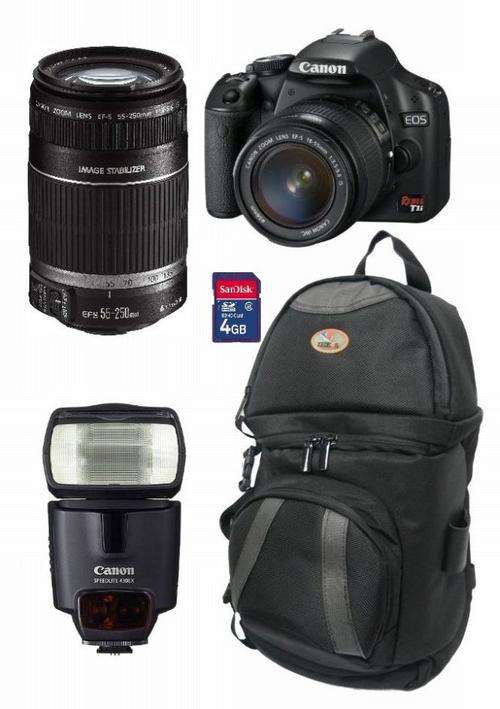 Canon 500D T1i 18-55mmiS 55-250mm iS Lens 430EX ll 4Gb plus Sling Bag