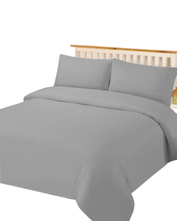 6 Piece Plain Grey Cotton Duvet Cover Set