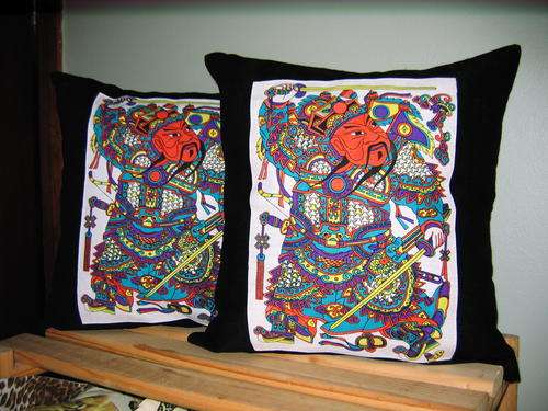 TWO LOVELY BLACK GREEN CUSHIONS