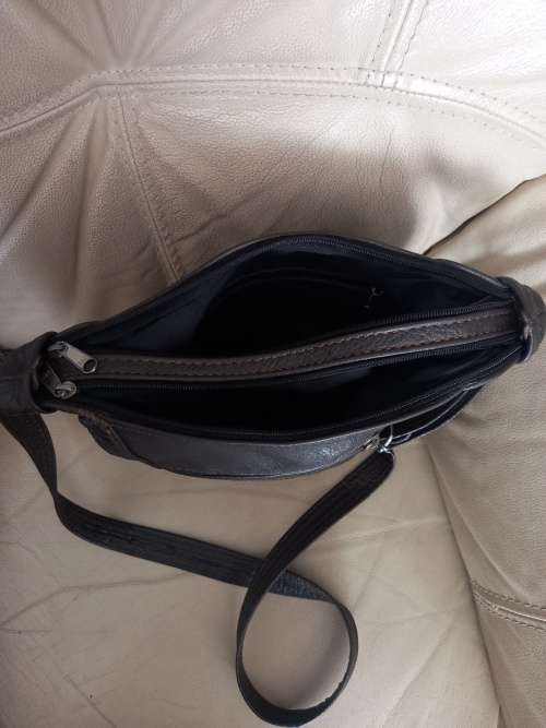Brown genuine leather handbag