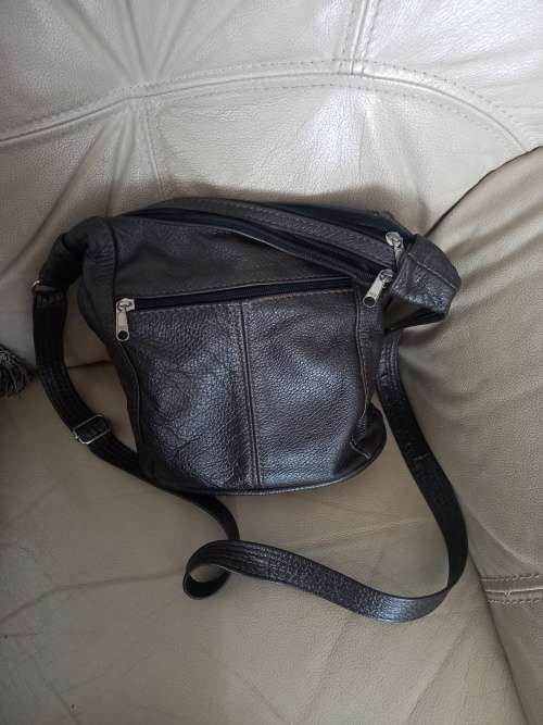 Brown genuine leather handbag