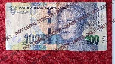 Limited edition R100 South African Rand banknote (Madiba 100th birthday)